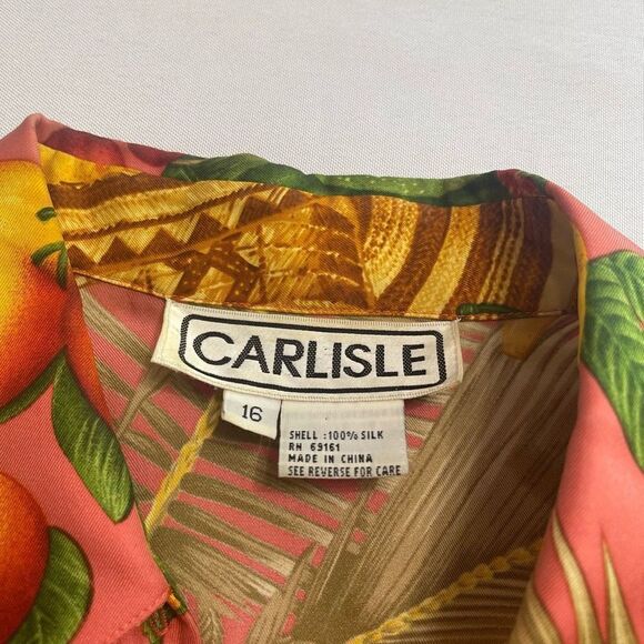 Carlisle Tropical Banana Multicolor Silk VTG Shirt Size 16 Rare - Picture 11 of 11